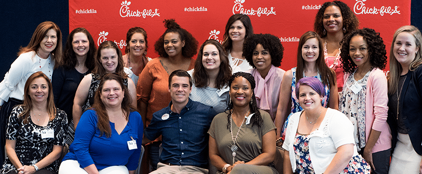 Chick-fil-A Moms Panel at CFA Headquarters in Atlanta, Georgia Chick-fil-A Moms Panel members with Mark Cathy