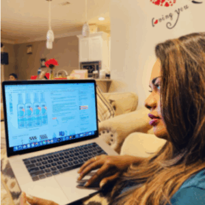 Female shopper on Amazon reviewing customer comments before purchasing, highlighting the impact of user-generated content on buying behavior.