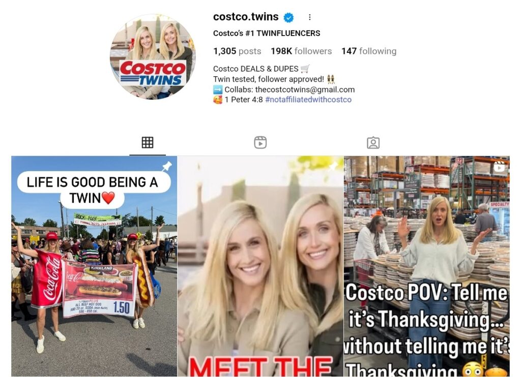@costco.twins social media page
